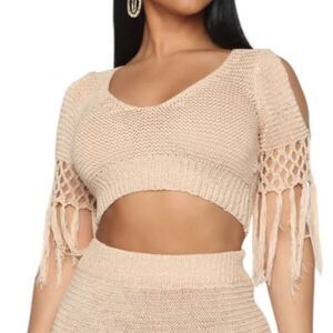 FASHION NOVA CREAM CROCHET CROP TOP SZ.2X NWT